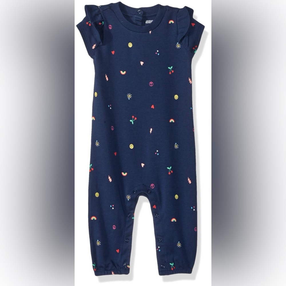 Gymboree Baby Girls' Short Sleeve Long One Piece Footie navy 12-18
